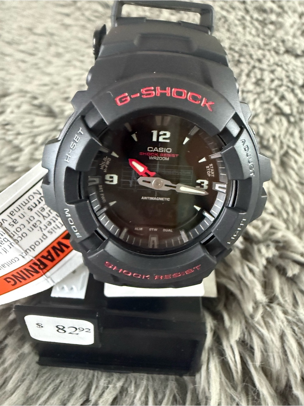 Casio G-Shock G100-1BV Black Red Analog Digital Watch 200M Module 5158
